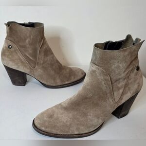 Paul Green Delgado Boho Suede Ankle Boot - Women Size 7.5 - Taupe/Brown